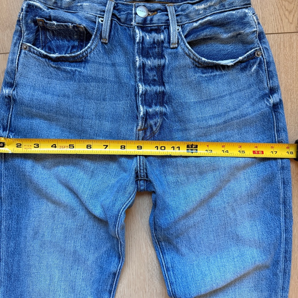 Frame Denim Le Original high rise Light Blue distressed cropped Jeans size 24 - Picture 14 of 16